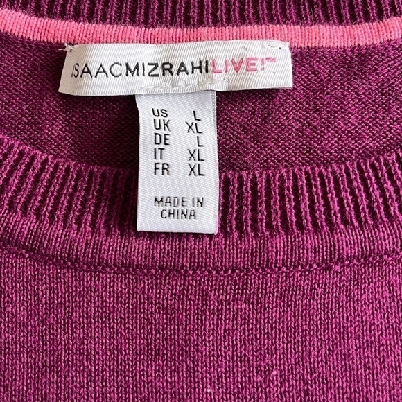 ISAAC Mizrahi Live Purple Ruffle  Sweater Women's size L - Picture 8 of 10